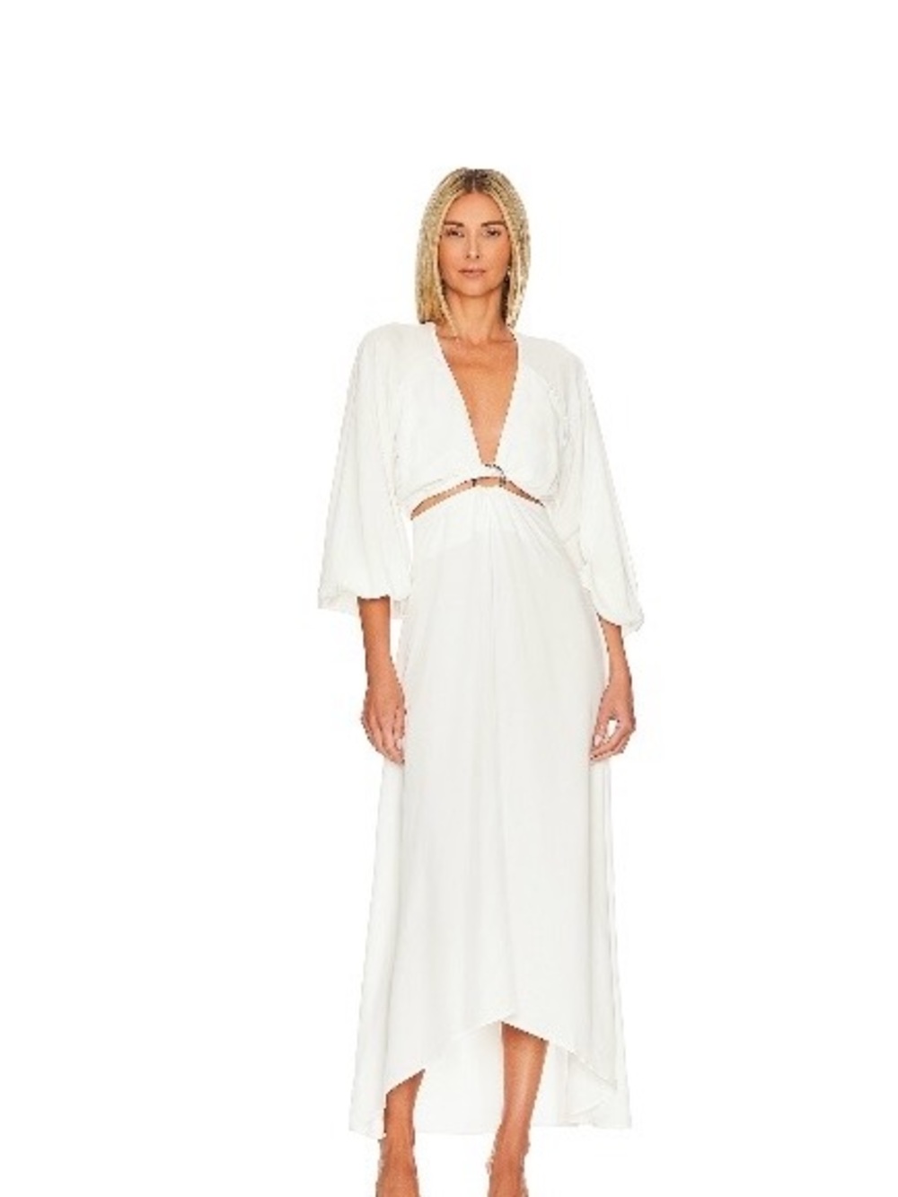 L*SPACE Cream V-Neck Cutout Maxi Dress